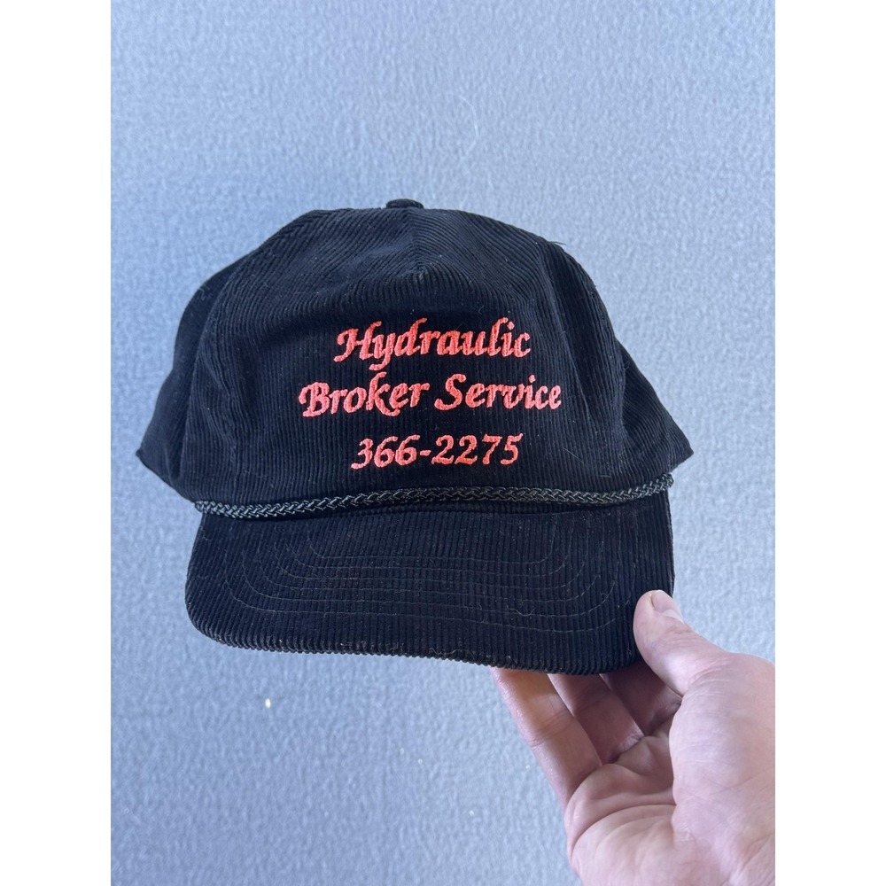Vintage Hydraulic Broker Service Hat Cap Snap Back Mens One‎ Size Corduroy 80s